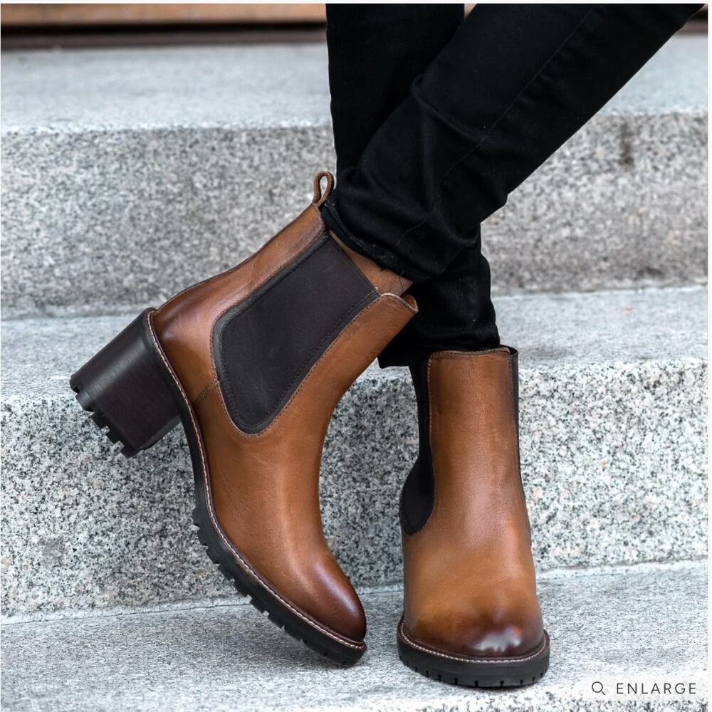 THURSDAY BOOT CO Knockout Heeled Leather Boots in Toffee Brown // 7 - Picture 13 of 13